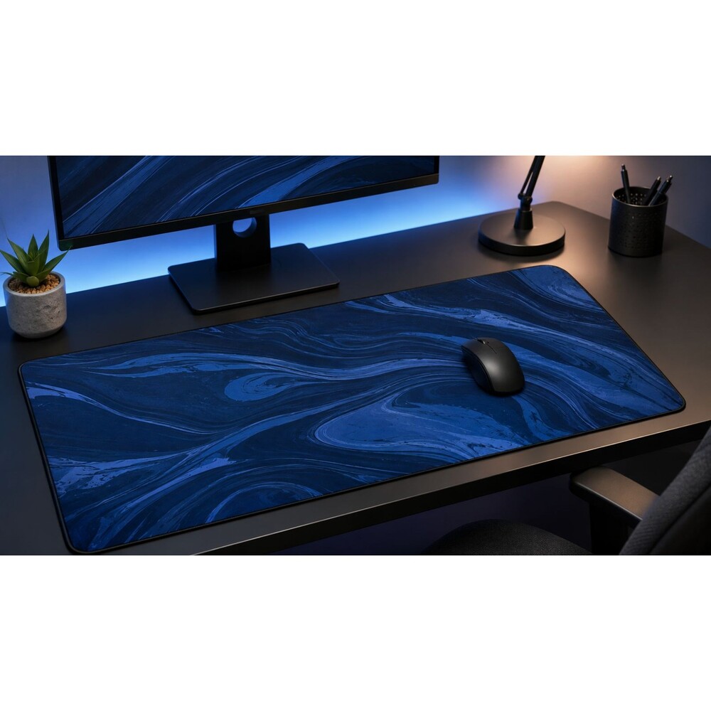 XL Extended Gaming Mouse Pad 35.5" x 15.5" Blue Abstract Desk Mat Non-Slip